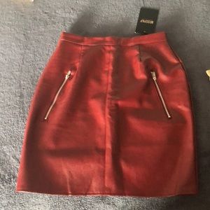 Heidi Burgundy Vinyl Zip front skirt